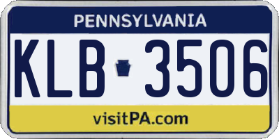 PA license plate KLB3506