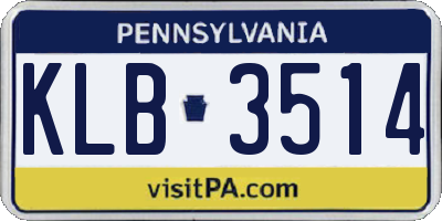 PA license plate KLB3514