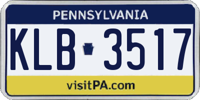 PA license plate KLB3517