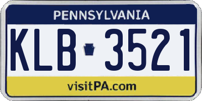 PA license plate KLB3521