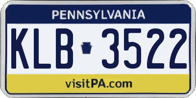PA license plate KLB3522