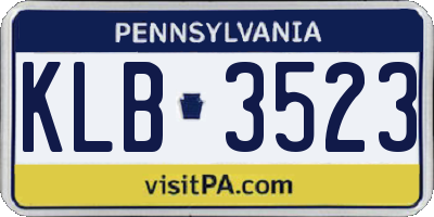 PA license plate KLB3523
