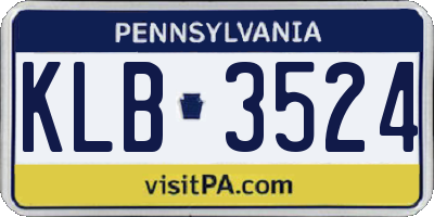 PA license plate KLB3524