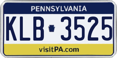 PA license plate KLB3525