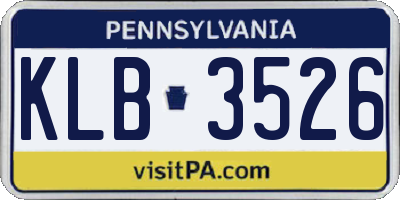 PA license plate KLB3526