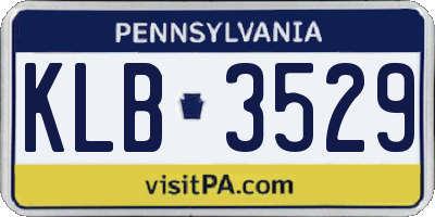 PA license plate KLB3529