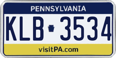 PA license plate KLB3534