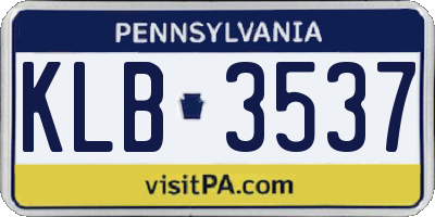 PA license plate KLB3537