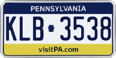 PA license plate KLB3538