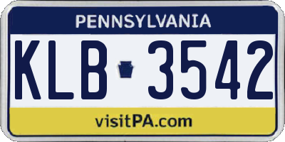 PA license plate KLB3542
