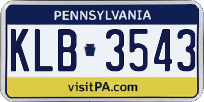 PA license plate KLB3543
