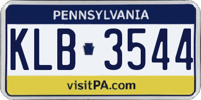 PA license plate KLB3544