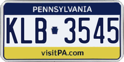 PA license plate KLB3545
