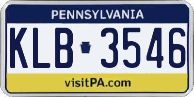 PA license plate KLB3546
