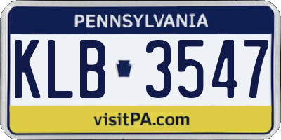 PA license plate KLB3547
