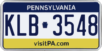 PA license plate KLB3548