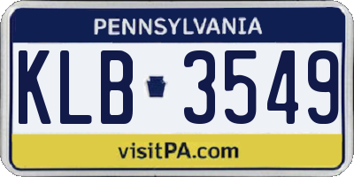 PA license plate KLB3549
