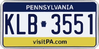 PA license plate KLB3551