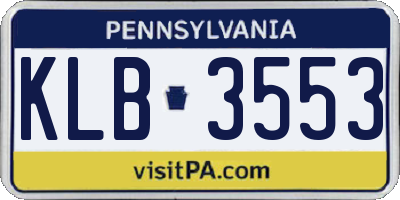 PA license plate KLB3553