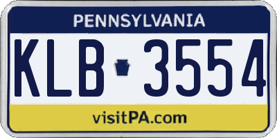 PA license plate KLB3554