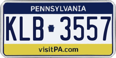 PA license plate KLB3557