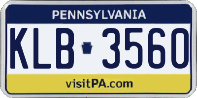 PA license plate KLB3560