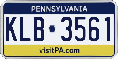 PA license plate KLB3561