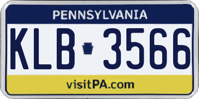 PA license plate KLB3566