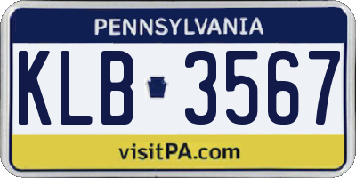 PA license plate KLB3567