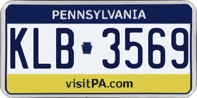 PA license plate KLB3569