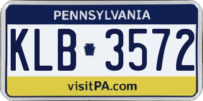 PA license plate KLB3572