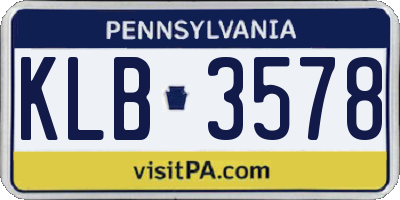 PA license plate KLB3578