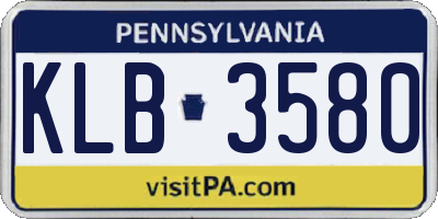 PA license plate KLB3580