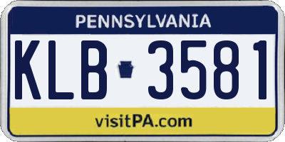 PA license plate KLB3581