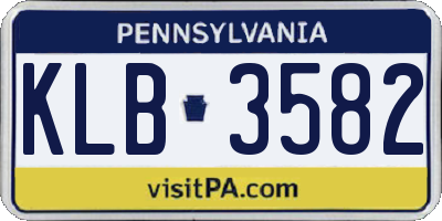 PA license plate KLB3582