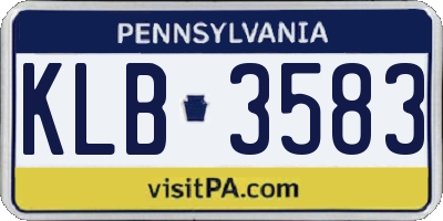 PA license plate KLB3583