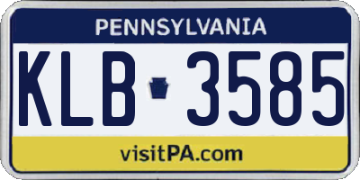 PA license plate KLB3585