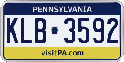 PA license plate KLB3592