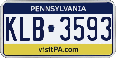 PA license plate KLB3593