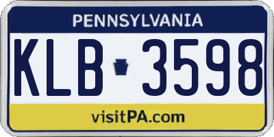 PA license plate KLB3598