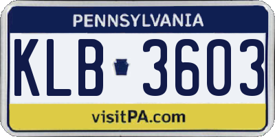 PA license plate KLB3603