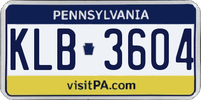 PA license plate KLB3604