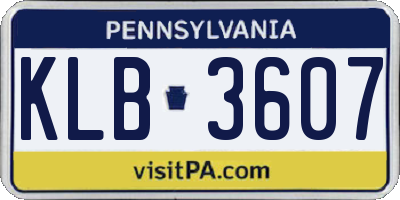 PA license plate KLB3607