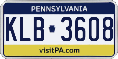 PA license plate KLB3608