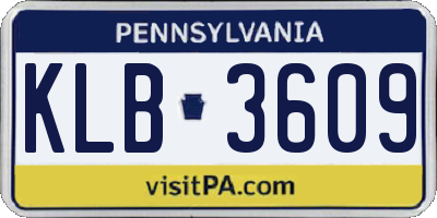 PA license plate KLB3609