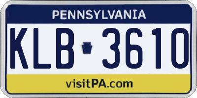 PA license plate KLB3610