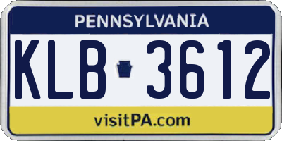 PA license plate KLB3612