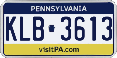 PA license plate KLB3613