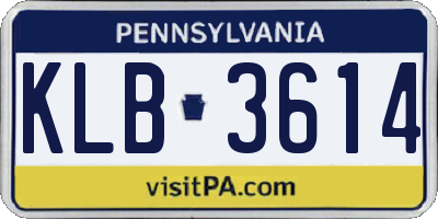 PA license plate KLB3614