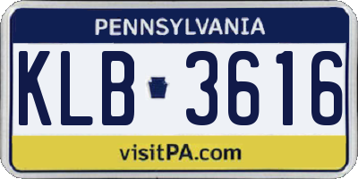 PA license plate KLB3616